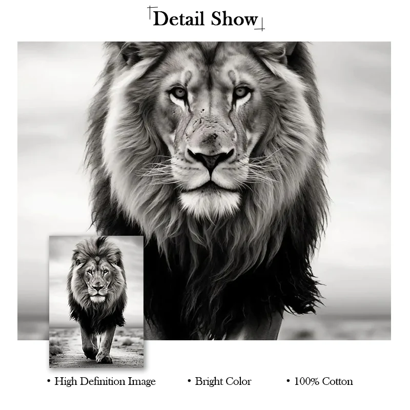 Black and White Lion Elephant Gorilla Canvas Paintings on The Wall Art Posters and Prints Animals Pictures For Living Room Decor