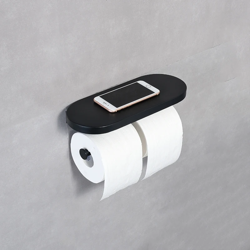 

Stainless Steel Double Roll Toilet Paper Dispenser with Shelf Toilet Paper Roll Dispenser