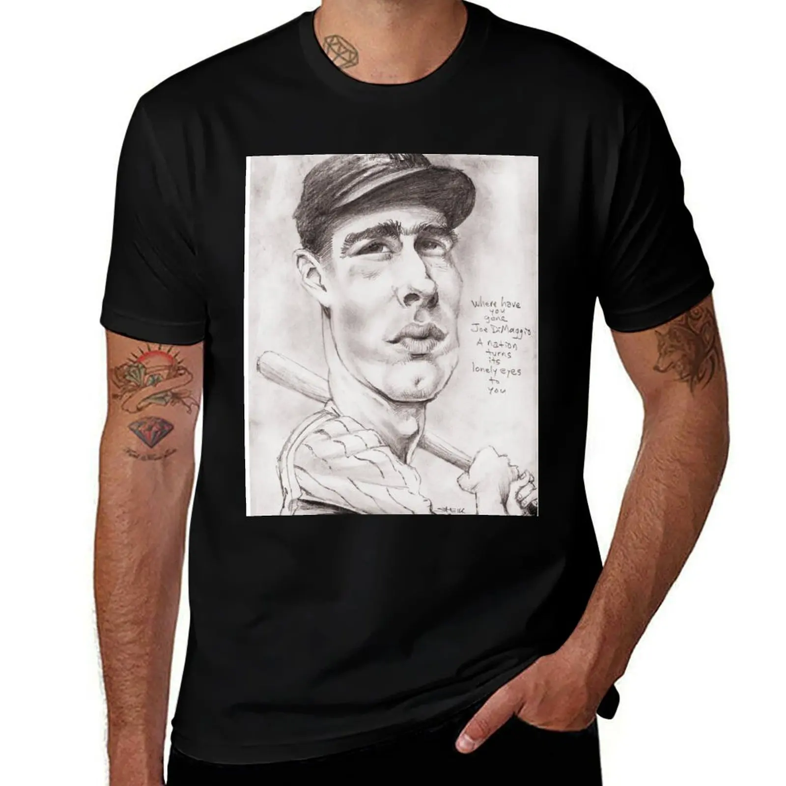

Joe DiMaggio' gourmet caricature by Sheik T-Shirt funny t shirts cotton man t shirts cotton man t shirt summer T-Shirt
