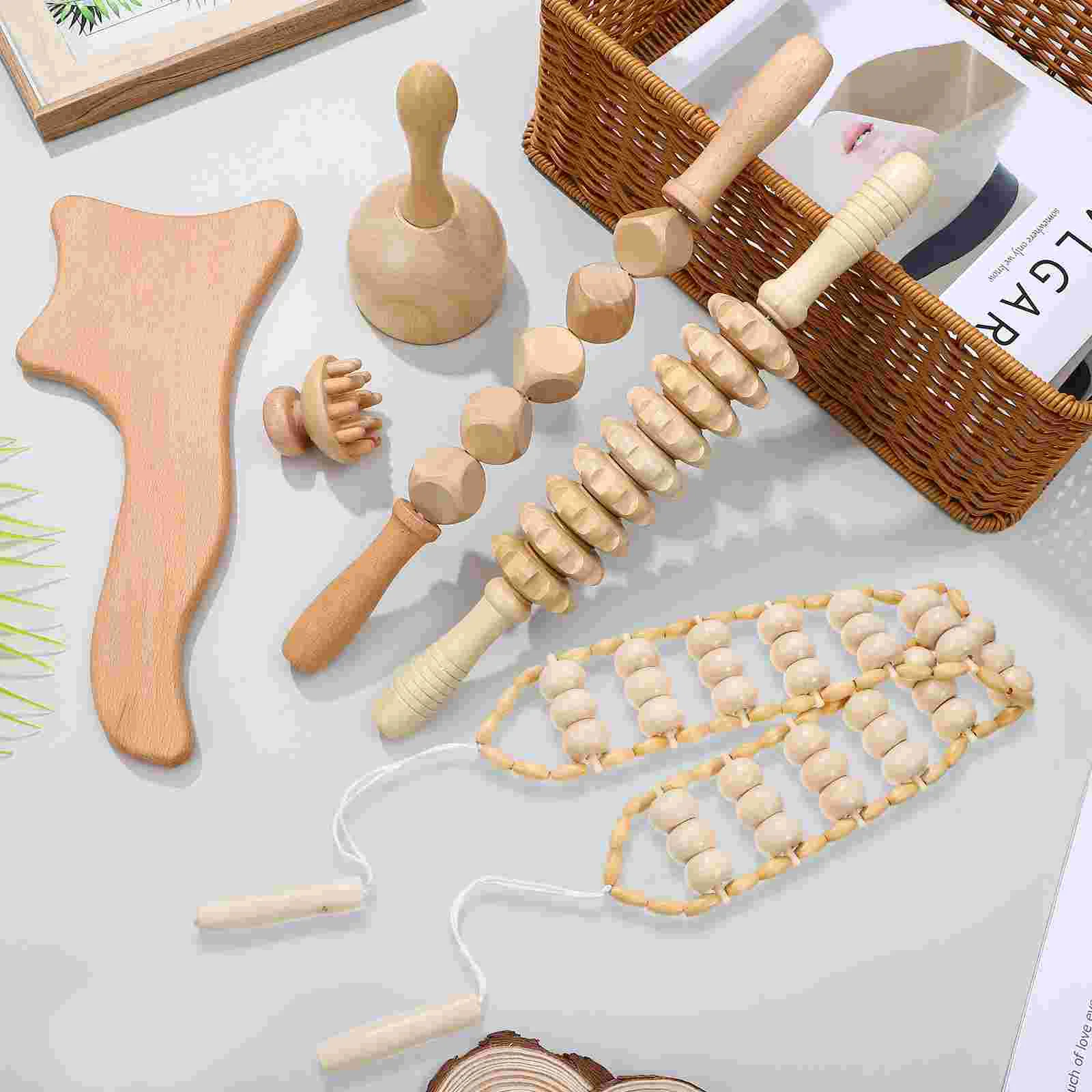 6 Pcs Wooden Massage Tools Wooden Body Relaxing Sculpting Tools for Men wooden therapy massage tools