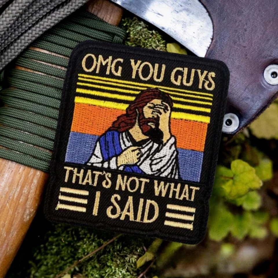 Parche moral bordado Jesús Omg You Guys – Velcro táctico