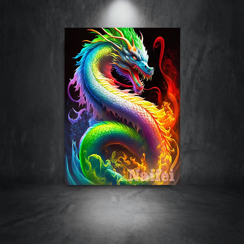 5D Diamond Painting Dragon Tiger Full Drill Diamond Mosaic Painting Fantasy Animal Diamond Embroidery Kits DIYHome Decor Gift