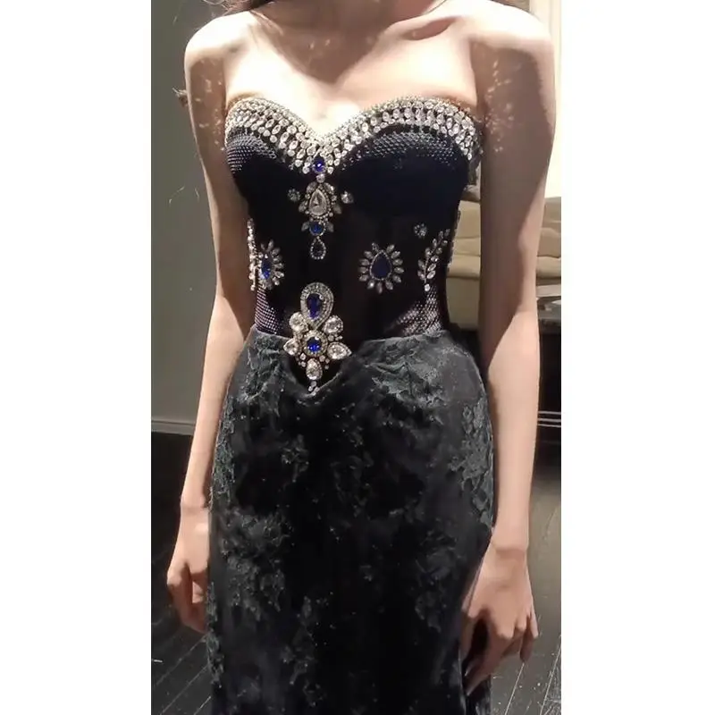 ชุดราตรีออกงานหรูหราสำหรับผู้หญิง แขนยาวเปิดไหล่ ทรงบอลกาวน์ พร้อมเข็มขัด ดีไซน์เอวสูง ทรงเข้ารูป