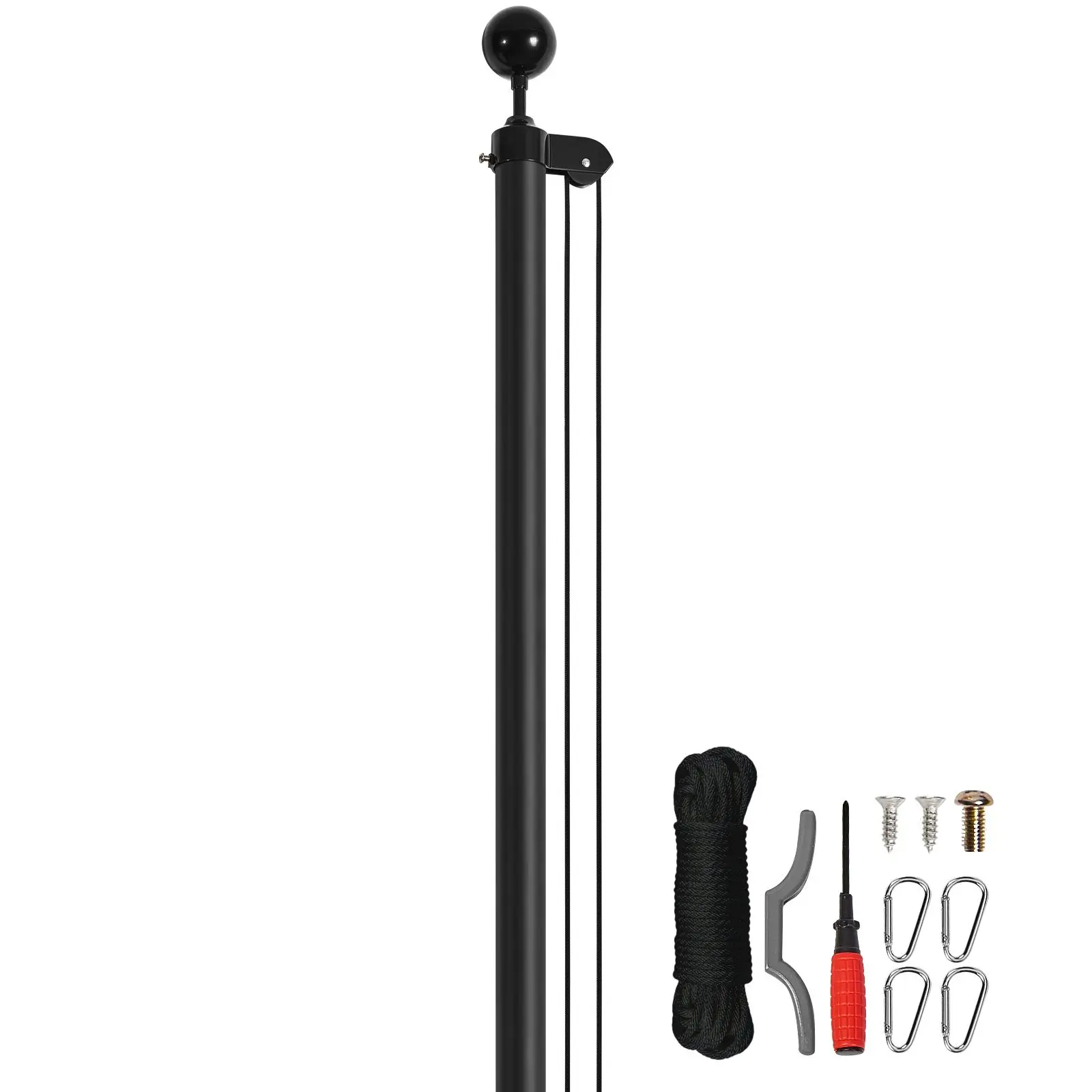 30FT Sectional Flag pole Kit, Heavy Duty Aluminum Alloy in Ground Flag poles for Outside, 3 Display Modes Flagpole with 3x5 American Flag, Professional Accessories, Black