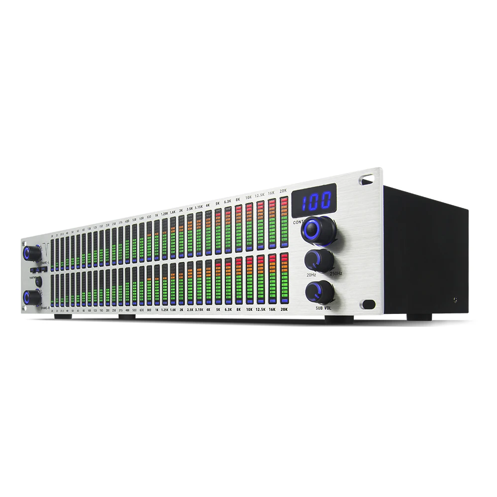 

Silver Professional 2U EQ Digital Equalizer Stereo Dual Graphics Spectrum Display 31-band Equalizer