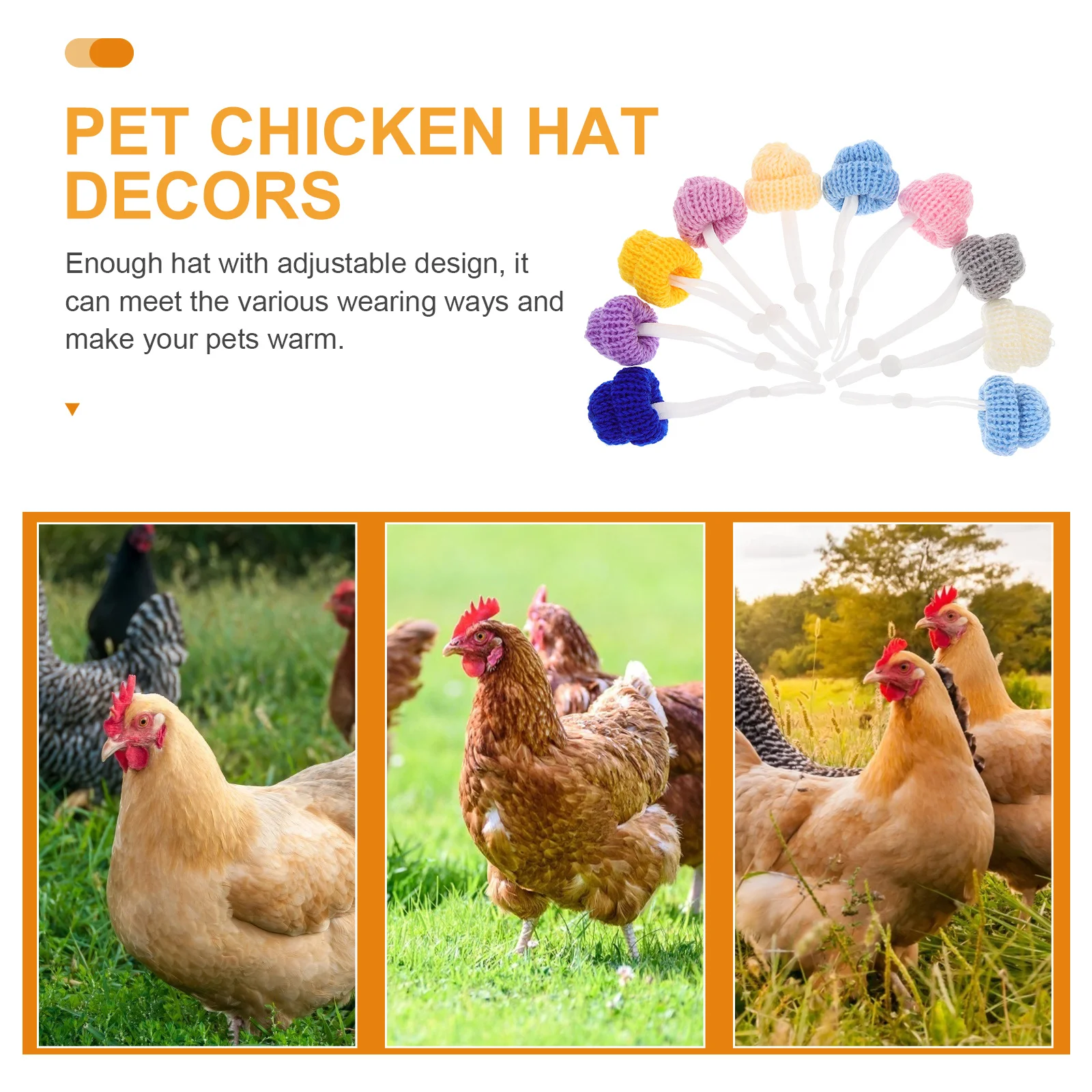 

10Pcs Hen Chicken Hats Adjustable Knitting Mini Woolen Yarn Hat Decors Comfortable Stylish Pet Party Chicken Hat