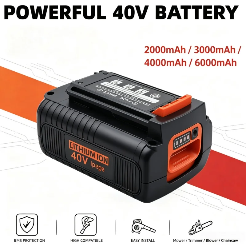 Baide 40V Universal Lithium‑Ion Battery 2000mAh‑6000mAh Equipped With Built‑in BMS Protection Board For Garden Outdoor Tools