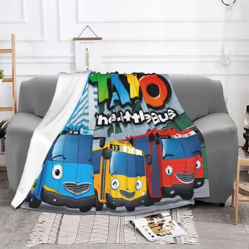 Tayo The Little Bus Blanket anime cartoon cute for kids Fleece Throw Blankets Bedding Couch Personalised Soft Warm Bedspread