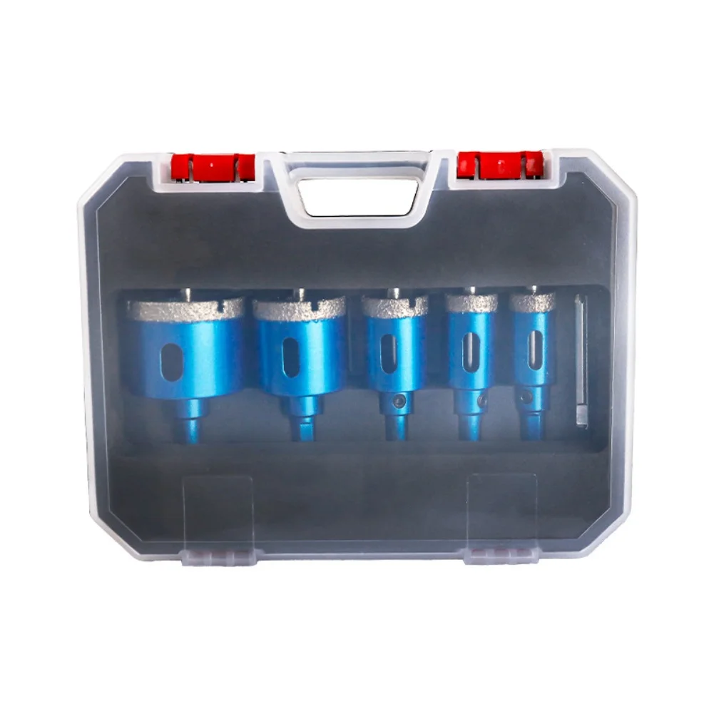 5 piece set 645mm diamond coated drill bits with positioning guide bit for clean precise holes in stone marble glass