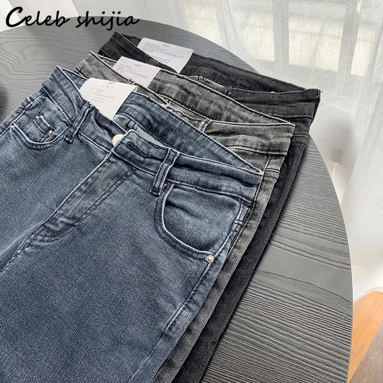 

Gray Blue Denim Jeans Women High Waist Stretch Pencil Pants Lady Clothes Spring Black StreetWear Slim Skinny Jean Mom Summer