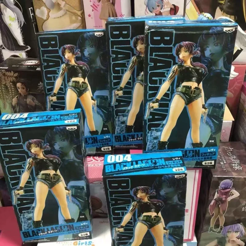Bandai Original BLACK LAGOON Anime Figure Revy（Rebecca）Two-Hand Action Model Collectibles Desktop Ornaments