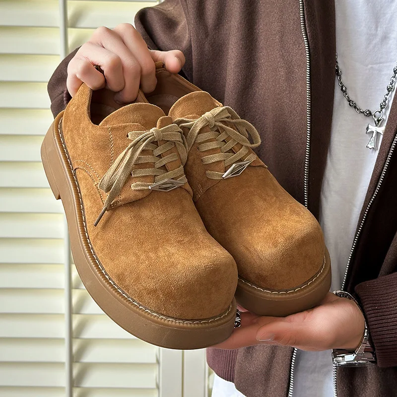 

Big Round Toe Men's Height Increasing Derby Shoes Classic Formal Dress Shoes Business Casual Men Fashion Chunky Sneakers