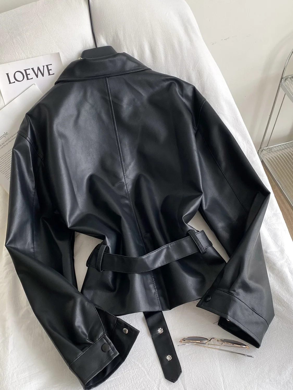 Briti Sle Long Sve Waist-Cinching Jaet Damen Loose Casual Ket Ledermantel Trendy Herbst Oberbekleidung Damen