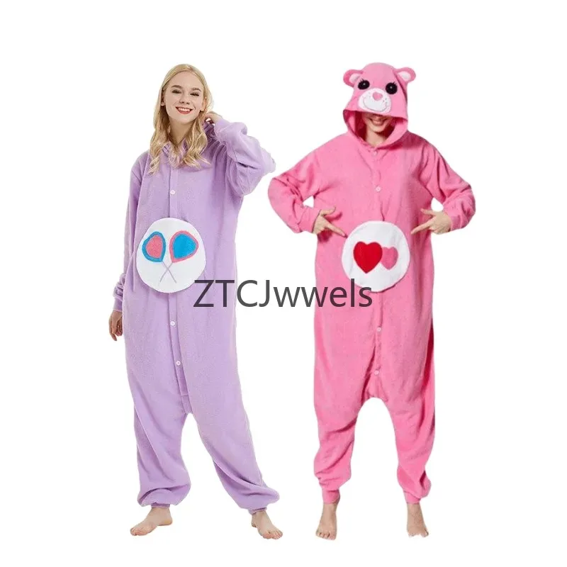 Cute Sun Bear Cosplay Hooded Pajamas Bodysuit Warm Animal Onesie for Adult Couple Home Role Play view 3