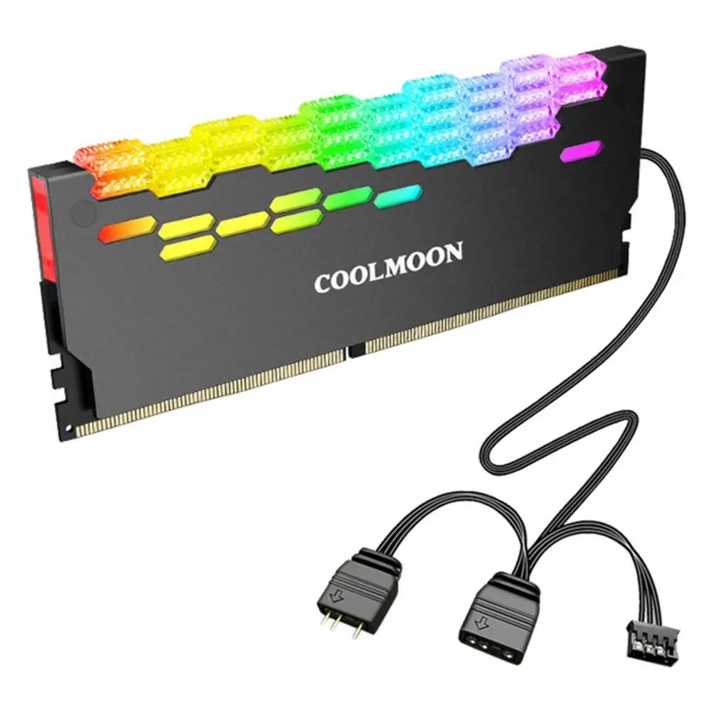 Coolmoon Ra-2 Ram Cooler High Efficiency 5v Argb Memory Module Heat Sink Light Effect Desktop Computer Memory Cooler