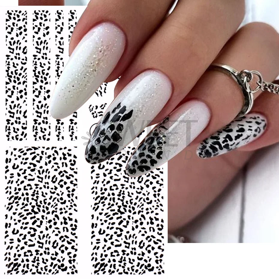 Animal Print Nails Cute Wild Leopard Snake Skin Winter Nail Stickers Fashion Trends 3D Adhesive Sliders Manicure Decor JISP222