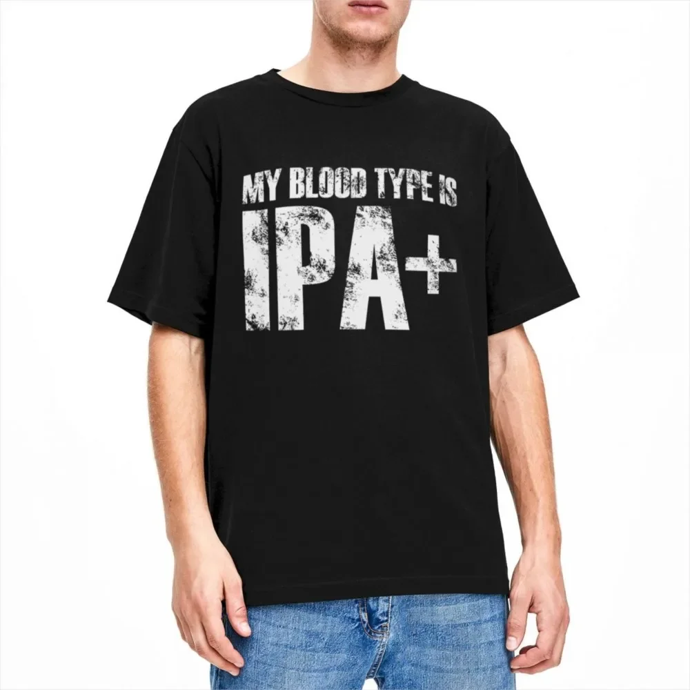 My Blood Type Is Ipa Merch Shirt for Men Women Craft Beer Lover Vintage Cotton Graphic Printed Tees