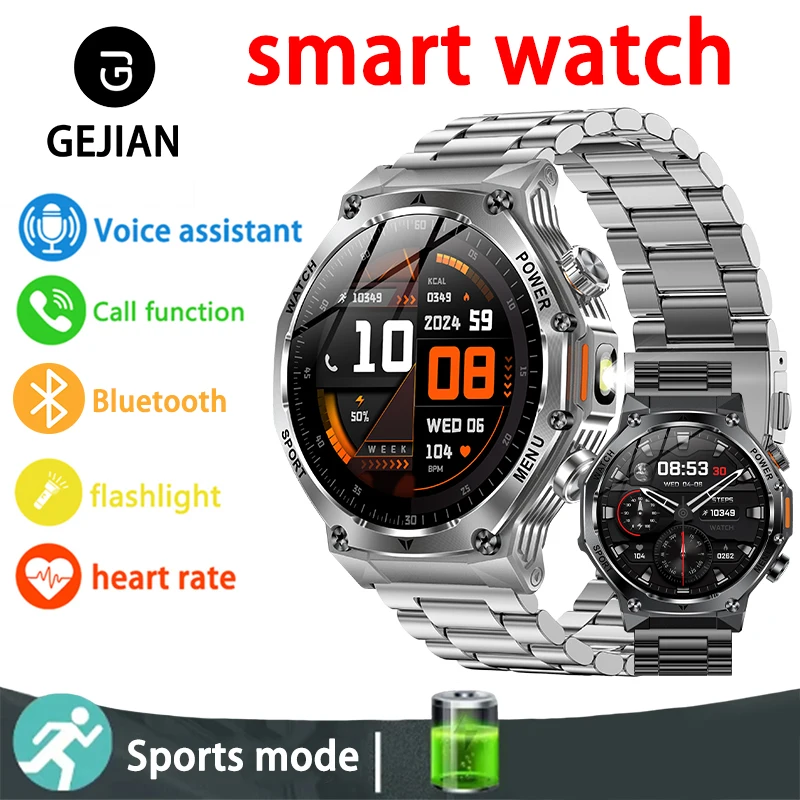 

GEJIAN Men's 5.2 Bluetooth Call Watch One Click Connection IP67 Waterproof 800mAh Battery Android iOS Universal Smart Watch