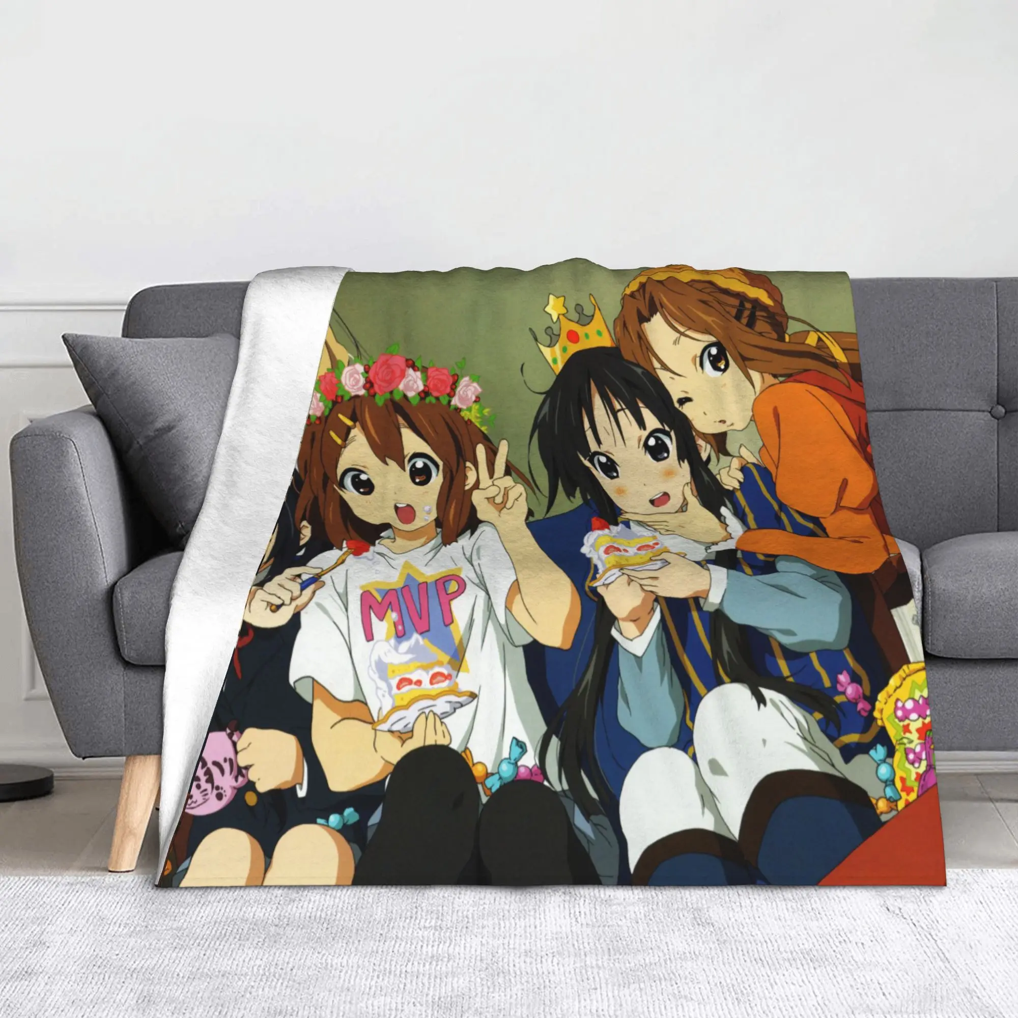 

К-Он! Шерстяные одеяла в стиле аниме, милая девушка Yui Mio Azusa, индивидуальное одеяло для дивана, постельное белье, гостиная, одеяло 200x150 см