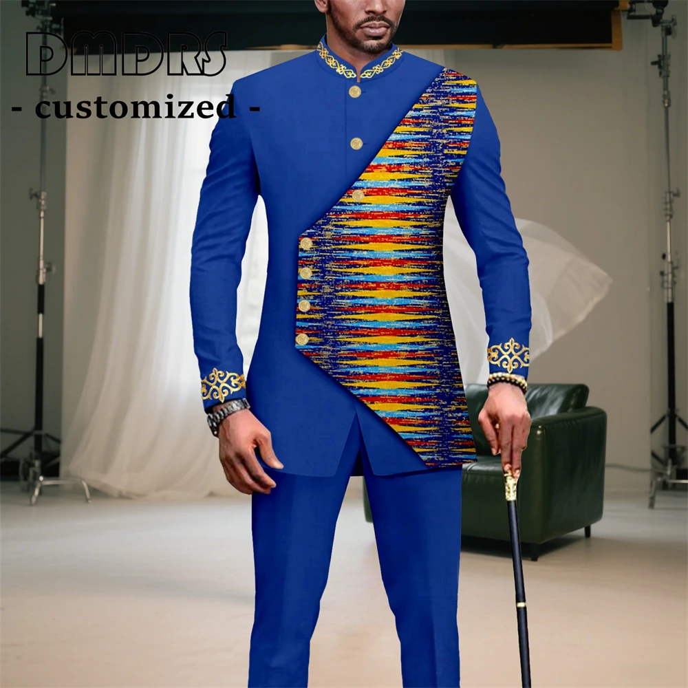 

Men's Party Wear Suits African Print Blazer and Pants 2 Piece Set Custom Sizes XS-6XL for Wedding Birthday Celebration
