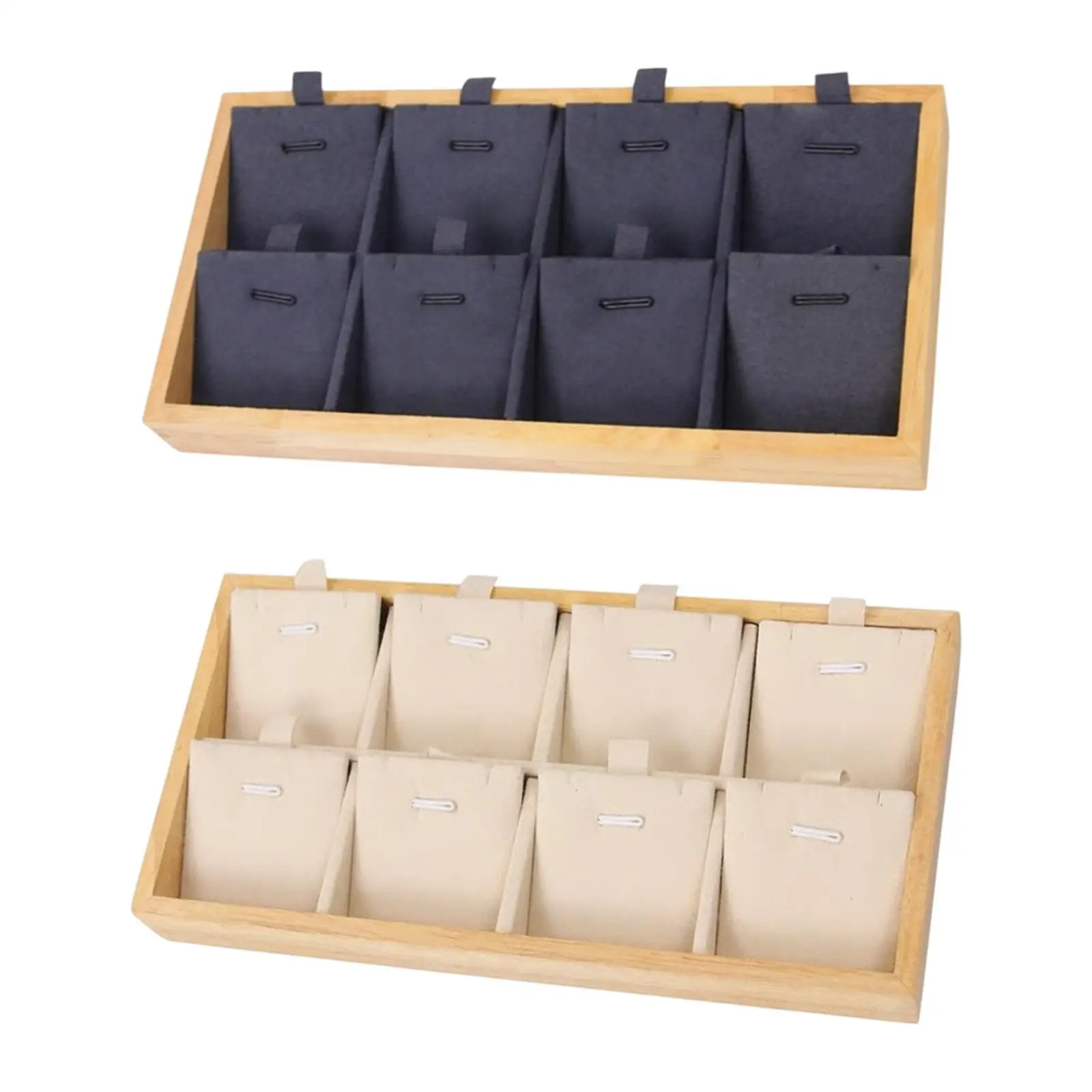 Stackable Jewelry Box Organizer Wood Display Stand Multi Grids Tray for Necklaces Earrings Pendants Storage Shop Use