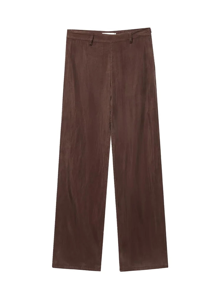 TFMLN ผู้หญิง Chic Top กางเกงชุด Elegant เปิดลงปกเสื้อแขนสั้นเอวสูงตรงกางเกง Chic Lady Leisure ชุด