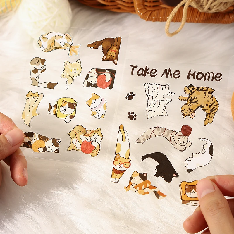 Journal GO Cute Creature Shelter Kawaii Cat Dog PET Sticker Creative DIY Journal Material Collage Scrapbooking Planner Dairy