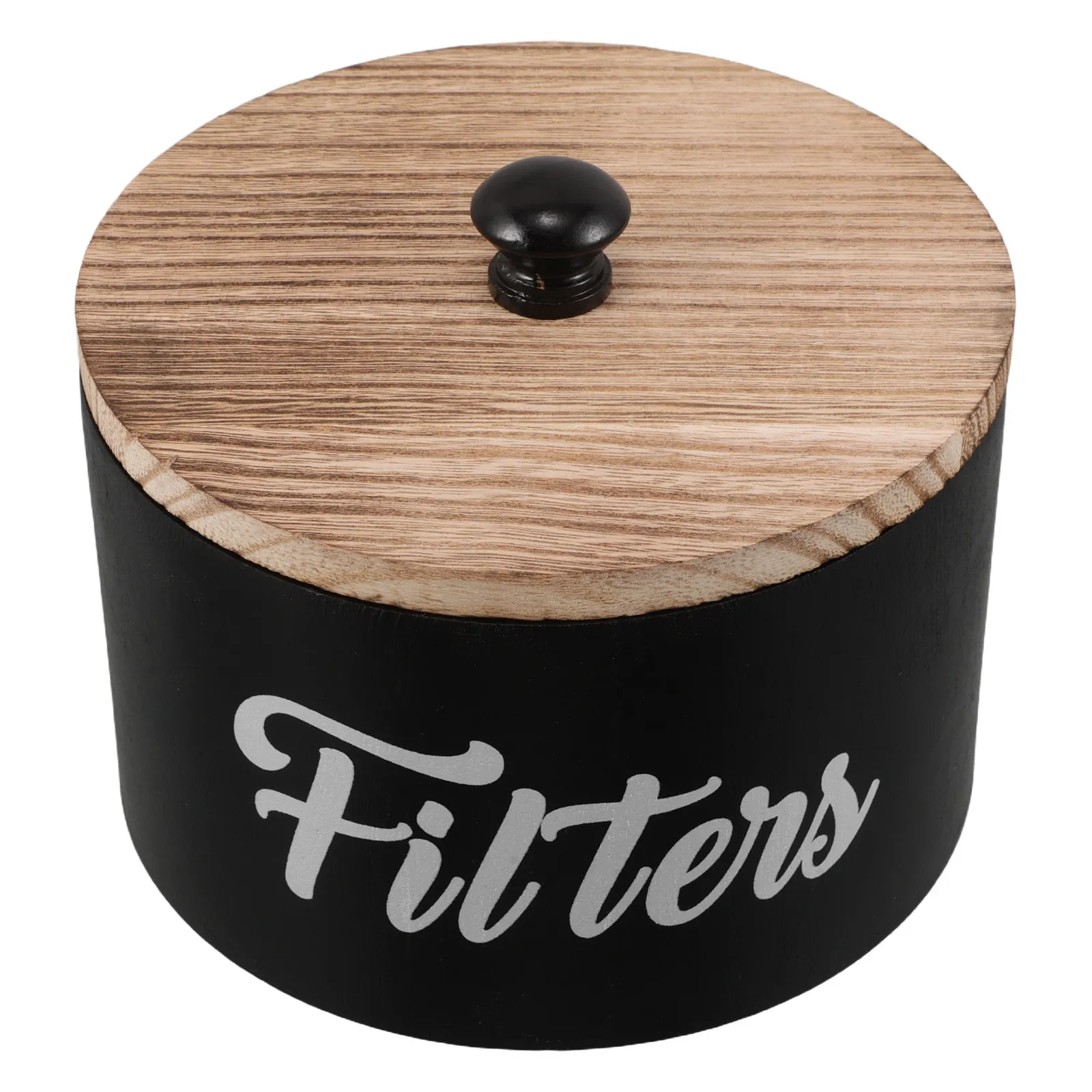 

Round Wooden Laundry Beads Storage Box Lid Natural Elegant Organizer for Laundry Room Coffee Station Tea Bag Holder