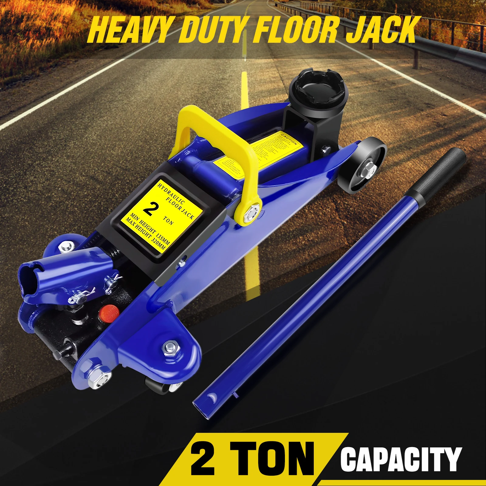 Trolley jack 2 tonne heavy duty floor standing low profile jack for car van garage tyre repair replacement tyre emergency tool