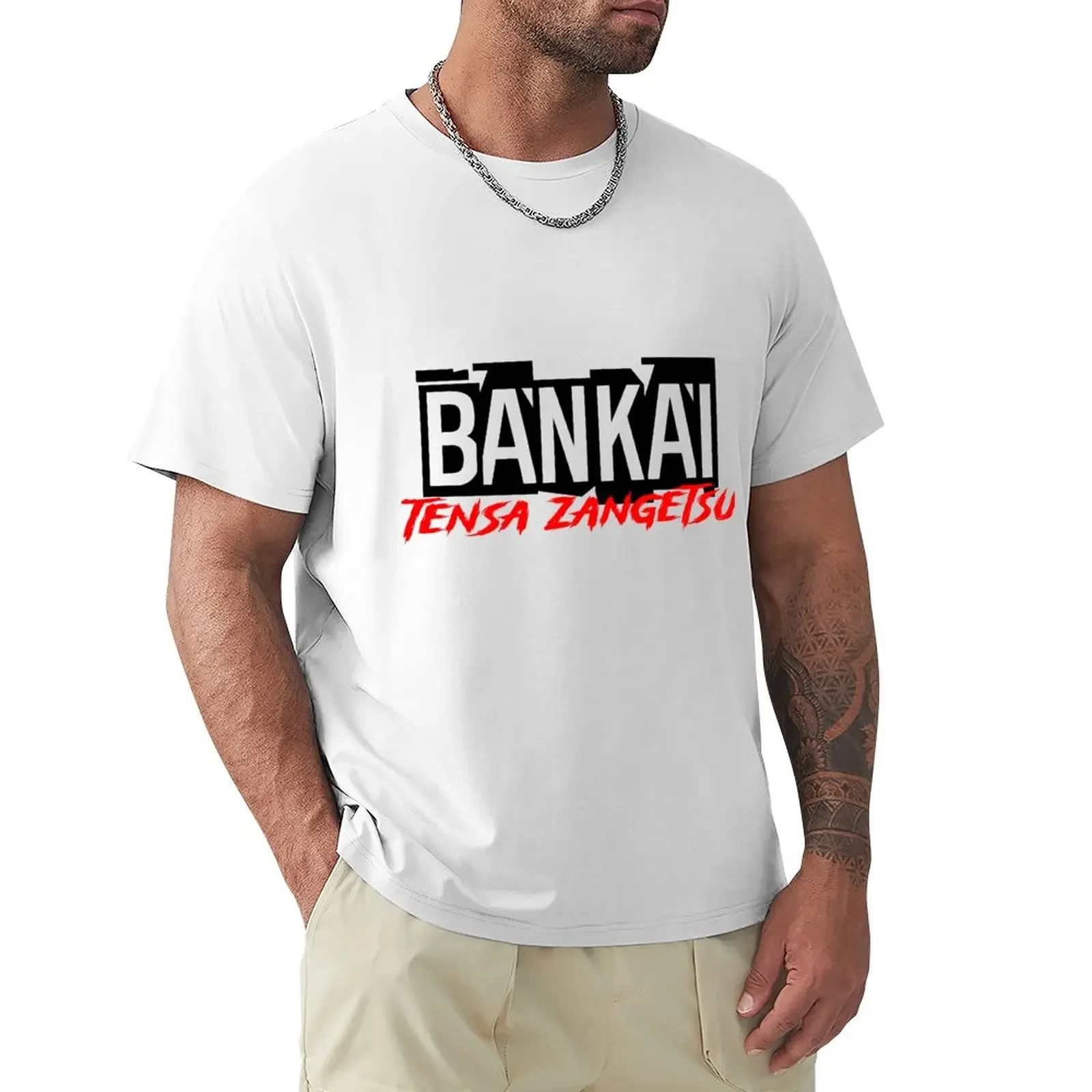 Camiseta de Bankai Tensa Zangetsu para hombre, camisa vintage con gráficos, corta, de algodón