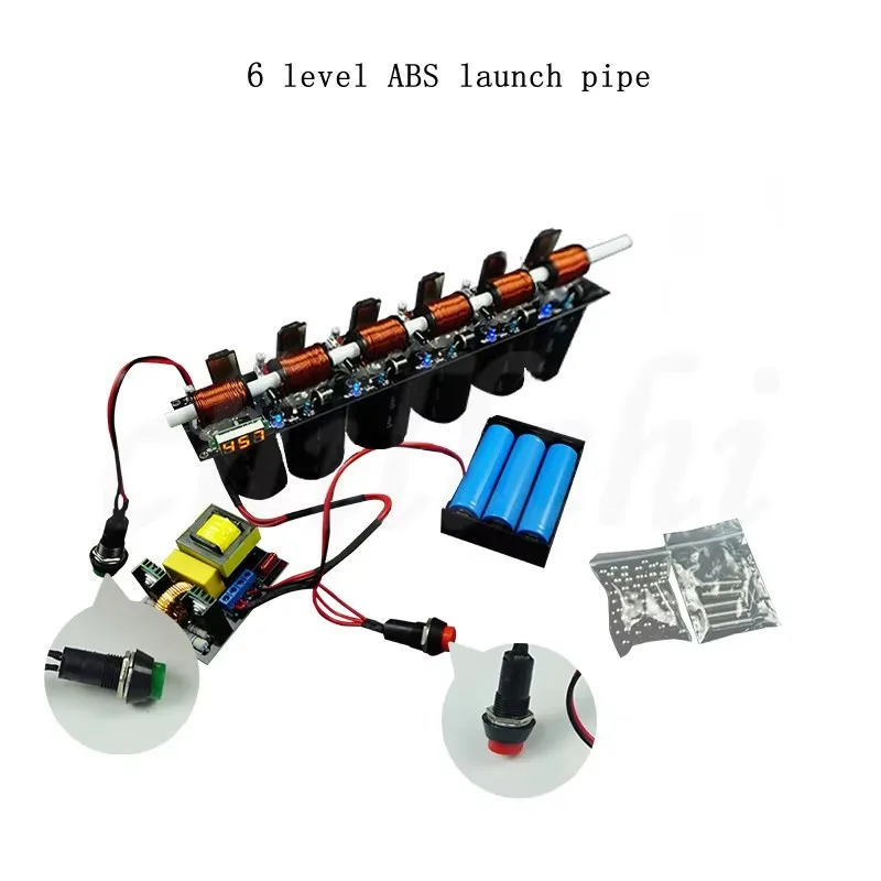 6 Level Electromagnetic Gun ABS Pipe High Voltage With Display And Steel Ball
