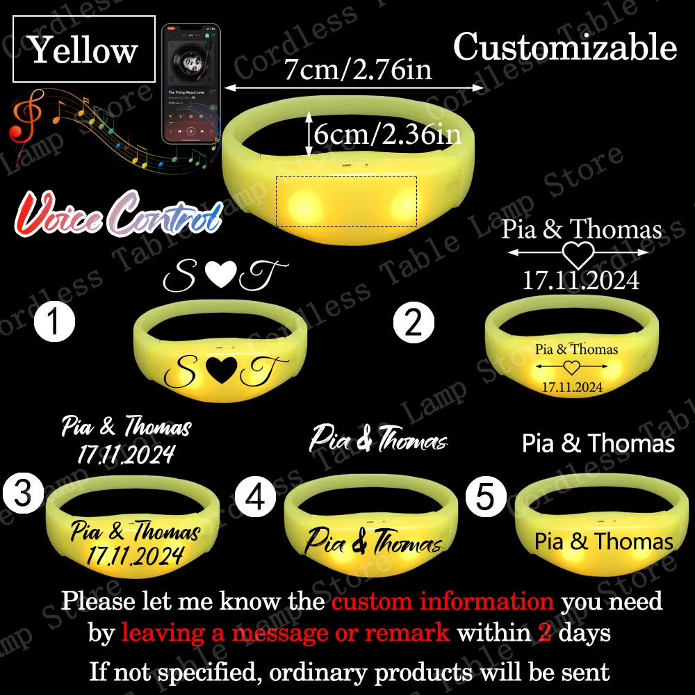 20-200 Stuks Aanpassen Led Armband Muziek & Geluidscontrole Armband Glow Lichtgevende Polsband voor Bruiloft Verjaardag Concert Party Supples