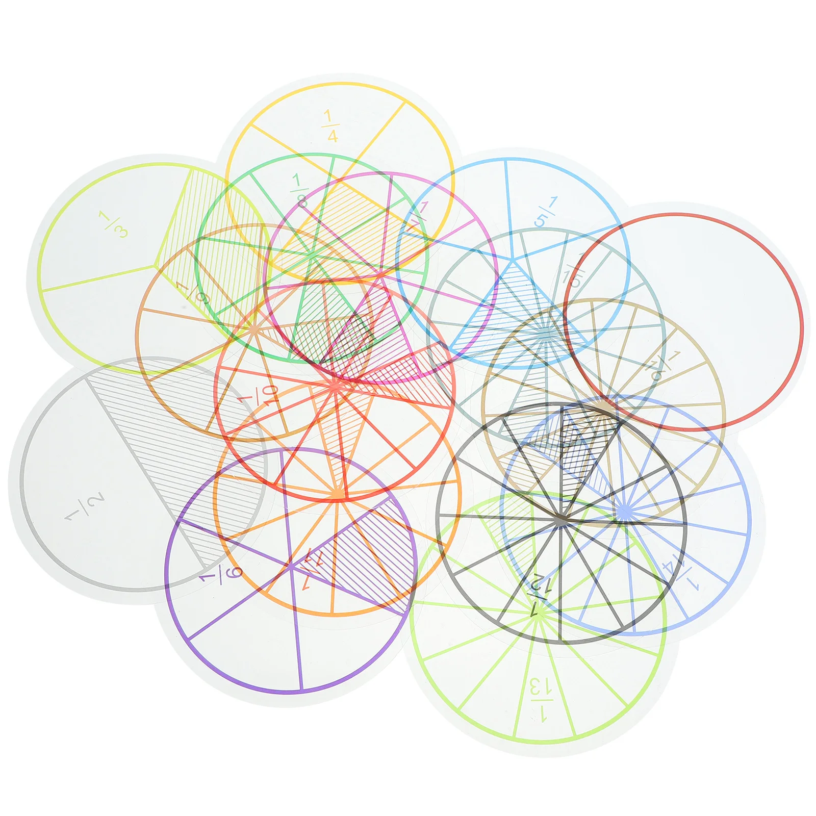 16 Sheets Fraction Teaching Aids 10cm Math Toys Cognition Trays Kids Tools Number Learning Plaything fraction circles children