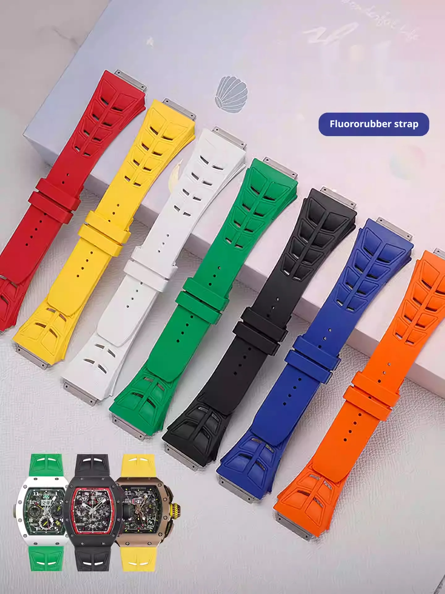 29mm FKM Dedicated Watchband for Richard Mille Convex end Stainless steel end piece watch strap original style buckle wrist belt
