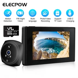 Elecpow Doorbell Peephole Viewer, Câmera Digital, 1080P PIR Visão Noturna, Monitor de Detecção de Movimento, Sem Fio, 4,5