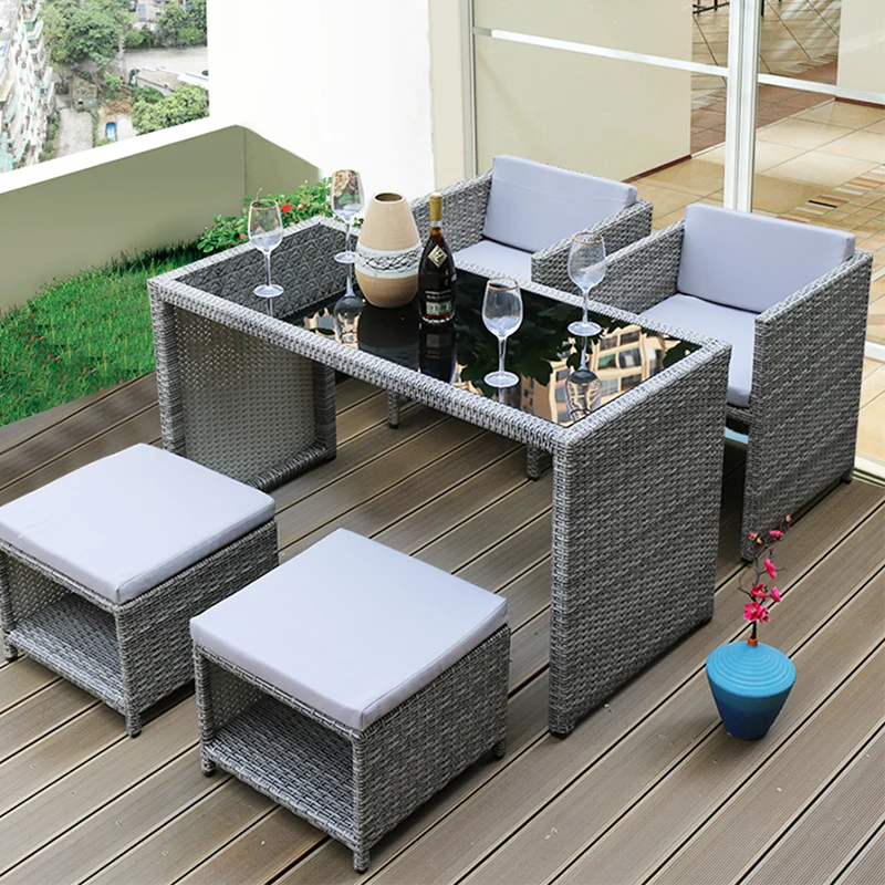 

Outdoor tables and chairs three five-piece courtyard villa balcony household rattan tables and chairs