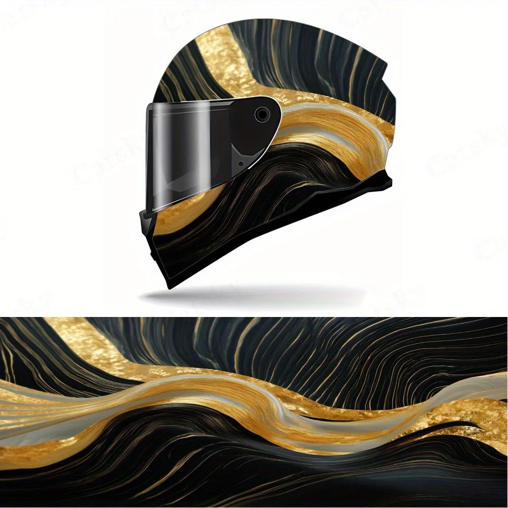 

Golden Wave Full Face Helmet Decals - Durable and Waterproof PVC, self-adhesive Motorcycle Racing Helmet Aesthetic Sticker, Helm