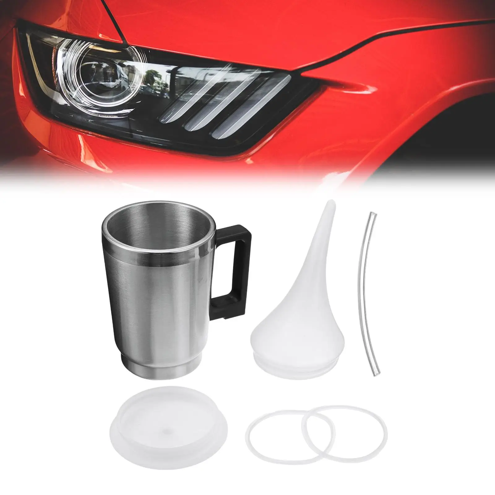 Car Headlight Stainless Steel + Plastic Heating Cup W/ Cover for Truck