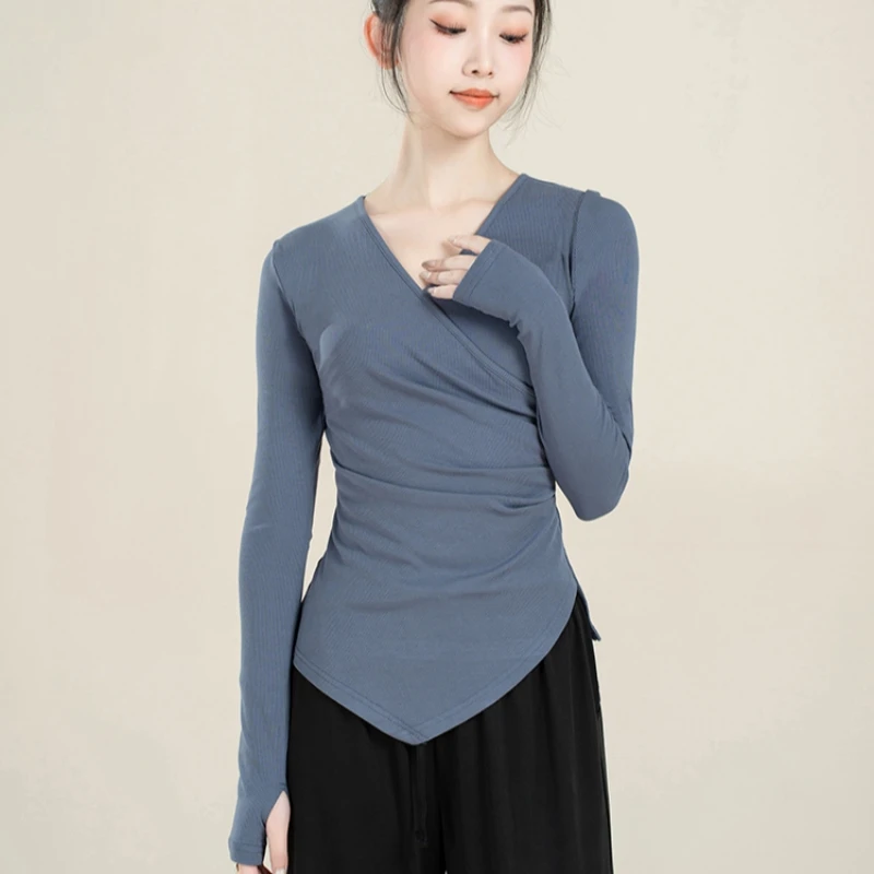 

Новая танцевальная одежда с V-образным вырезом, стройнящие топы для балета, классических танцев, Современная Классическая танцевальная одежда для женщин