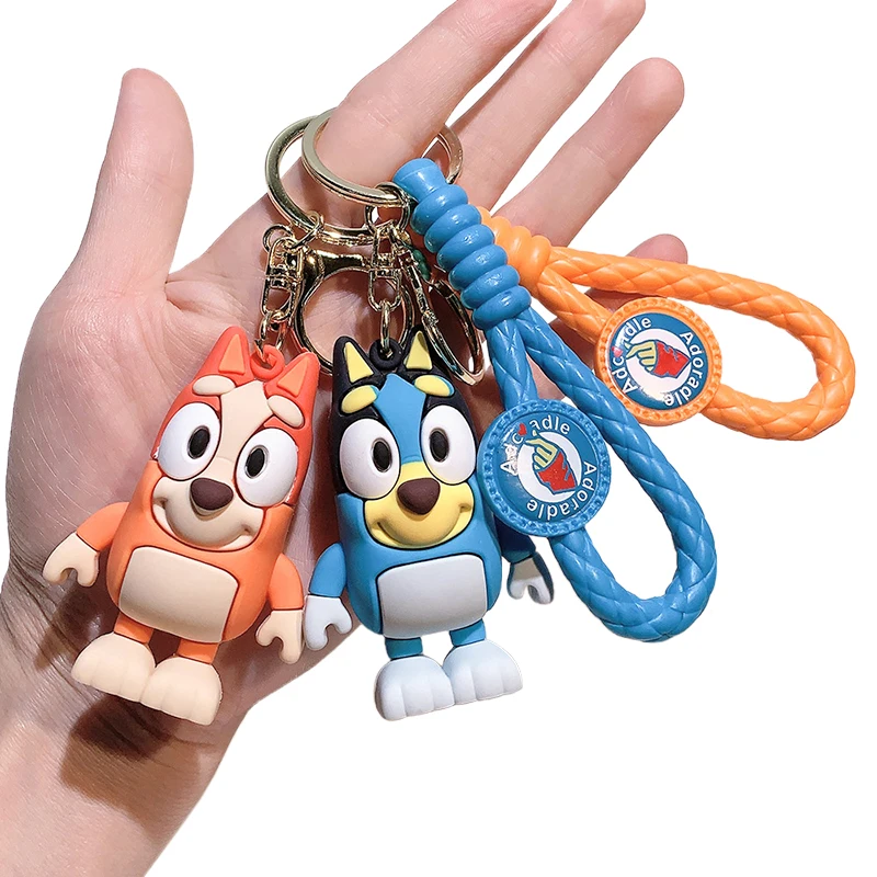 Bluey And Bingo Cute Cartoon PVC Model Dolls Keychain Car Keyring Decoration Backpack Pendant Children Birthay Gift