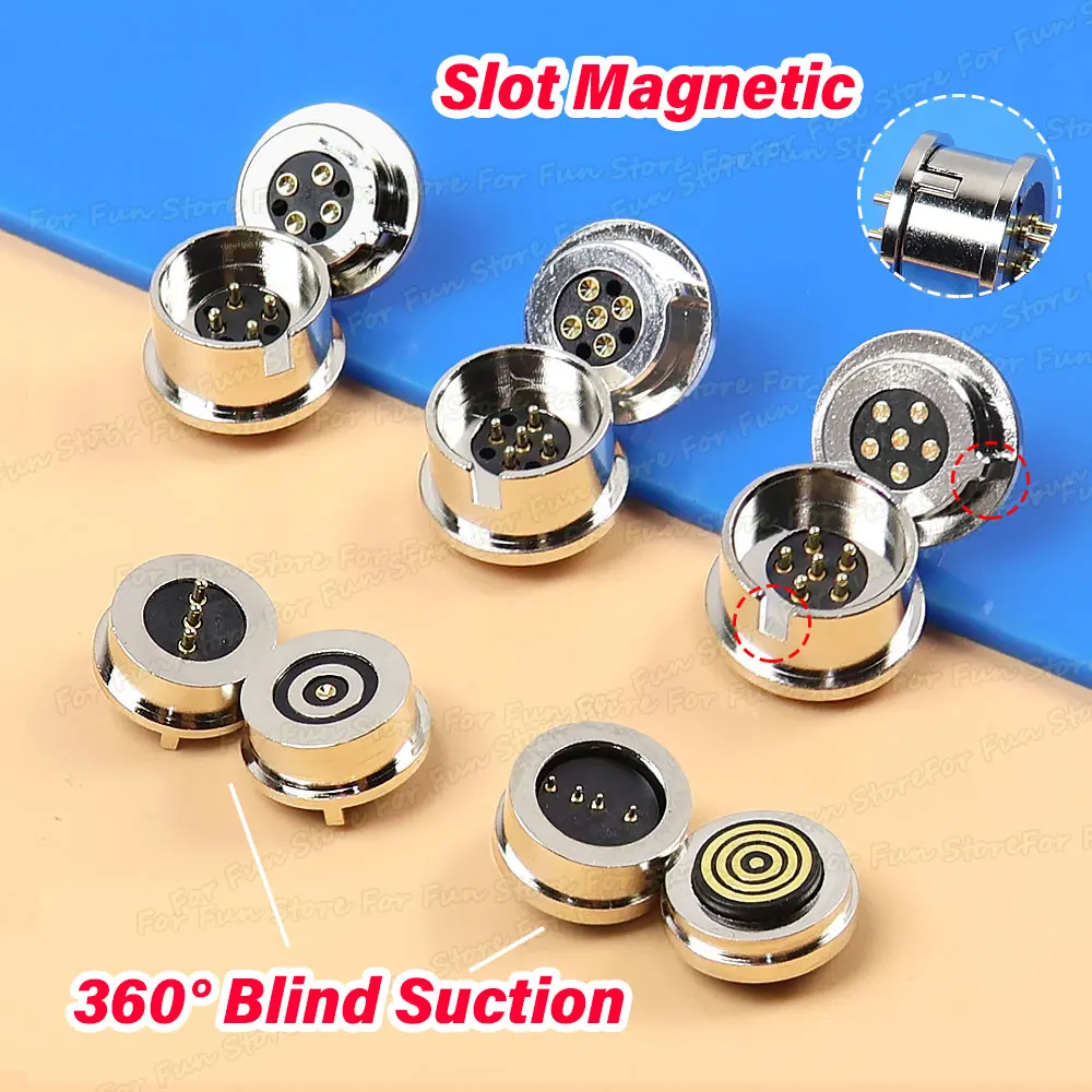 For-Fun 1Pair 3/4/5/6Pin Male Female Waterproof Magnetic Connector 360° Blind Suction Spring Pogo Pin 2A 5V DC Power Charging