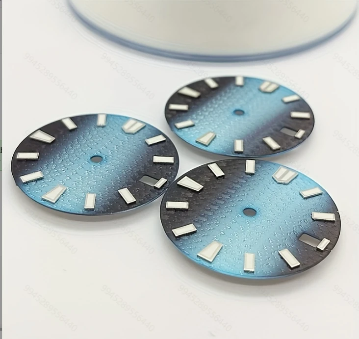 Watch Accessories NH35 Dial 28.5MM Blue Gradient Mechanical Diving Dial Green Luminous for NH35/4R/6R Movement