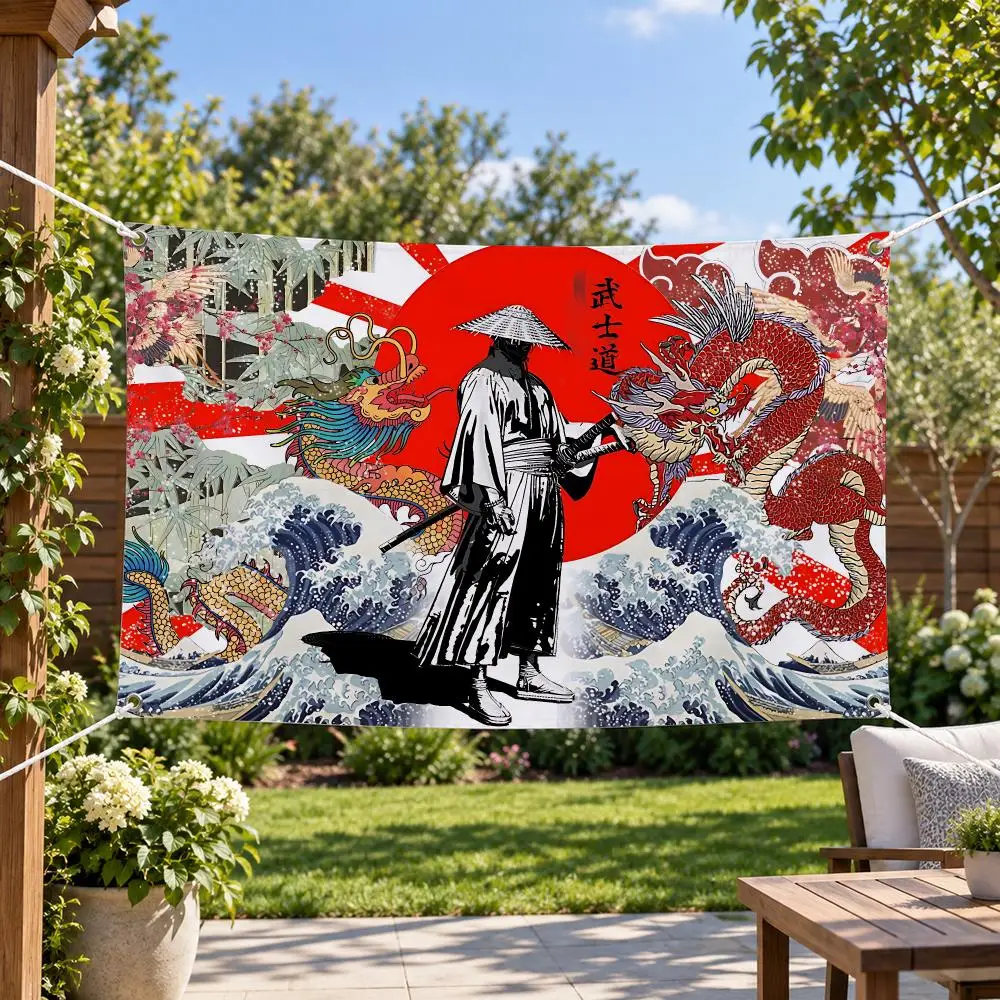 Ukiyo-e Artist Hiroshige Flags Aesthetic Wall Tapestry Printed Wall Hanging Living Room Party Outdoor Decor