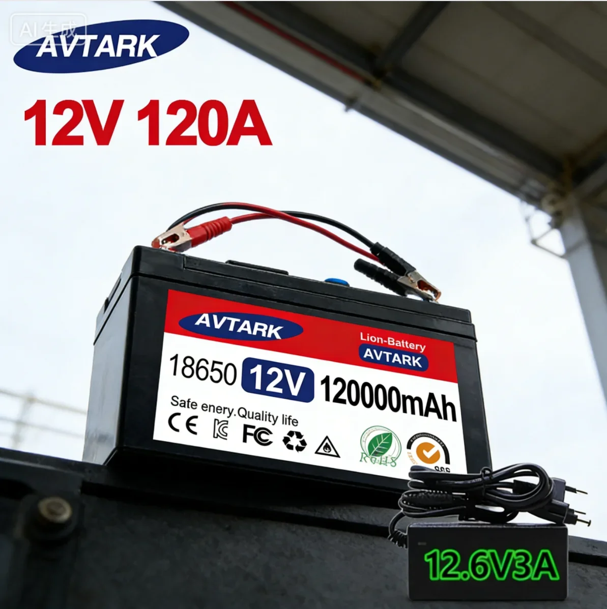 12V 120Ah LiFePO4 Solar Battery, Deep Cycle Rechargeable Built-in BMS Lithium 200000mAhfor Power Wheels,Scooters,Fish Finder