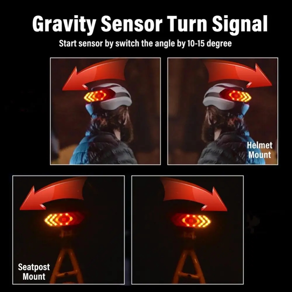 1/3 szt. Światła rowerowe kierunkowskaz ostrzegawcze światła Led tylny kask ładowany na USB bezprzewodowy pilot/sterowanie grawitacyjne ogon