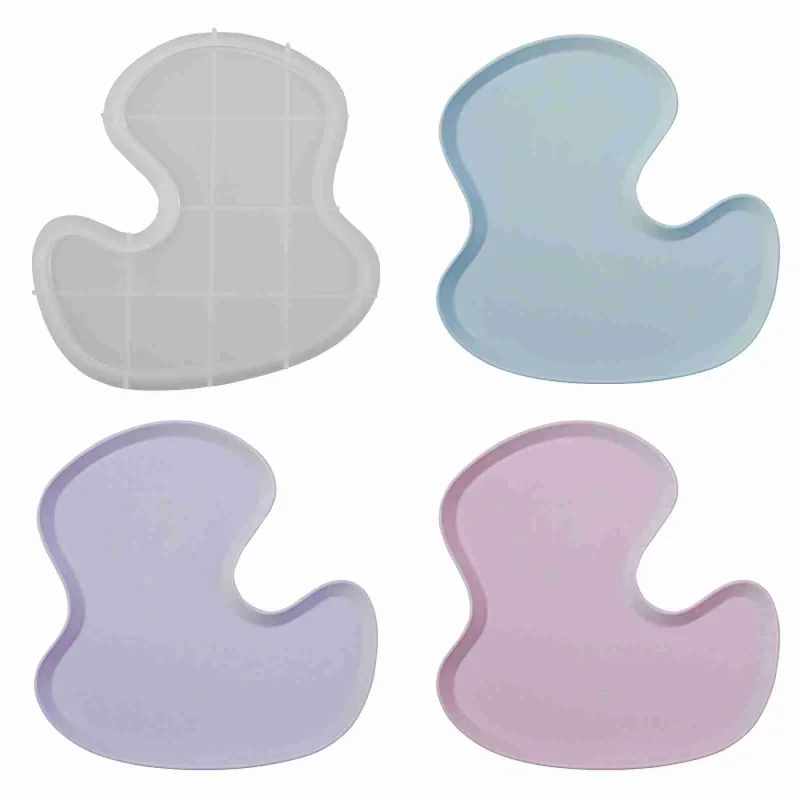DIY tidak beraturan bentuk L cetakan silikon piring penyimpanan perhiasan nampan teh coaster piring buah ornamen gipsum epoksi Resin cetakan Kerajinan