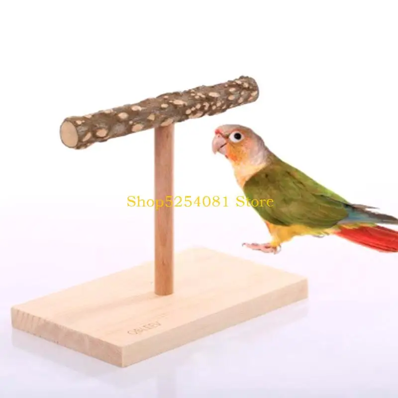AXYC Natural Wood Perch Parrot Tabletop Standing Branch with Base Grinding Claw Bar for Small Medium Birds Easy to Install