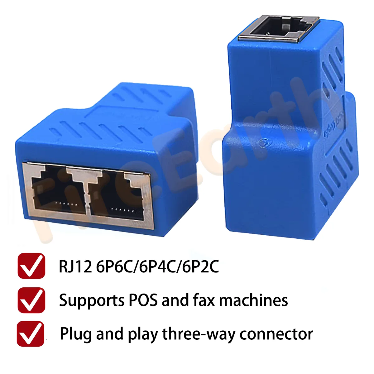 RJ12 6P6C/6P4C/6P2C Phone Jack Splitter 1 Female to 2 FemaleTelephone Inline Coupler Landline Fax Machine Extension Adapter