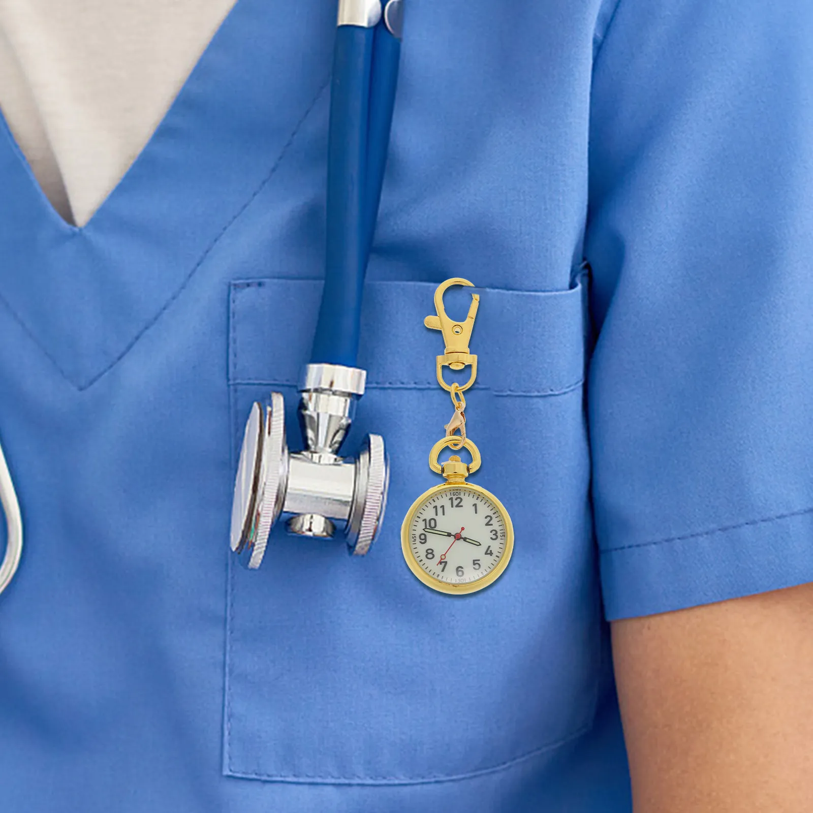 

Карманные часы для медсестер, подвесные часы с застежкой-пряжкой и прозрачным циферблатом, светящиеся в темноте, для повседневного ношения