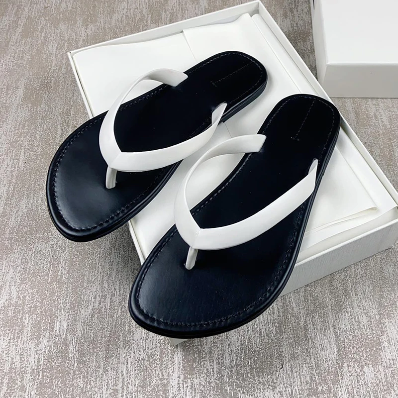 2024 Summer New Slippers for Women Beach Shoes PVC Flats Narrow Band Slides Slip on Clip Toe Casual Flip Flops Shoe Sandal Women